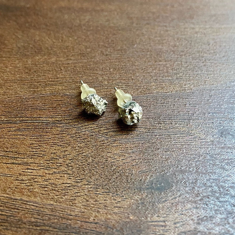 Raw pyrite stud earrings, Icelandic